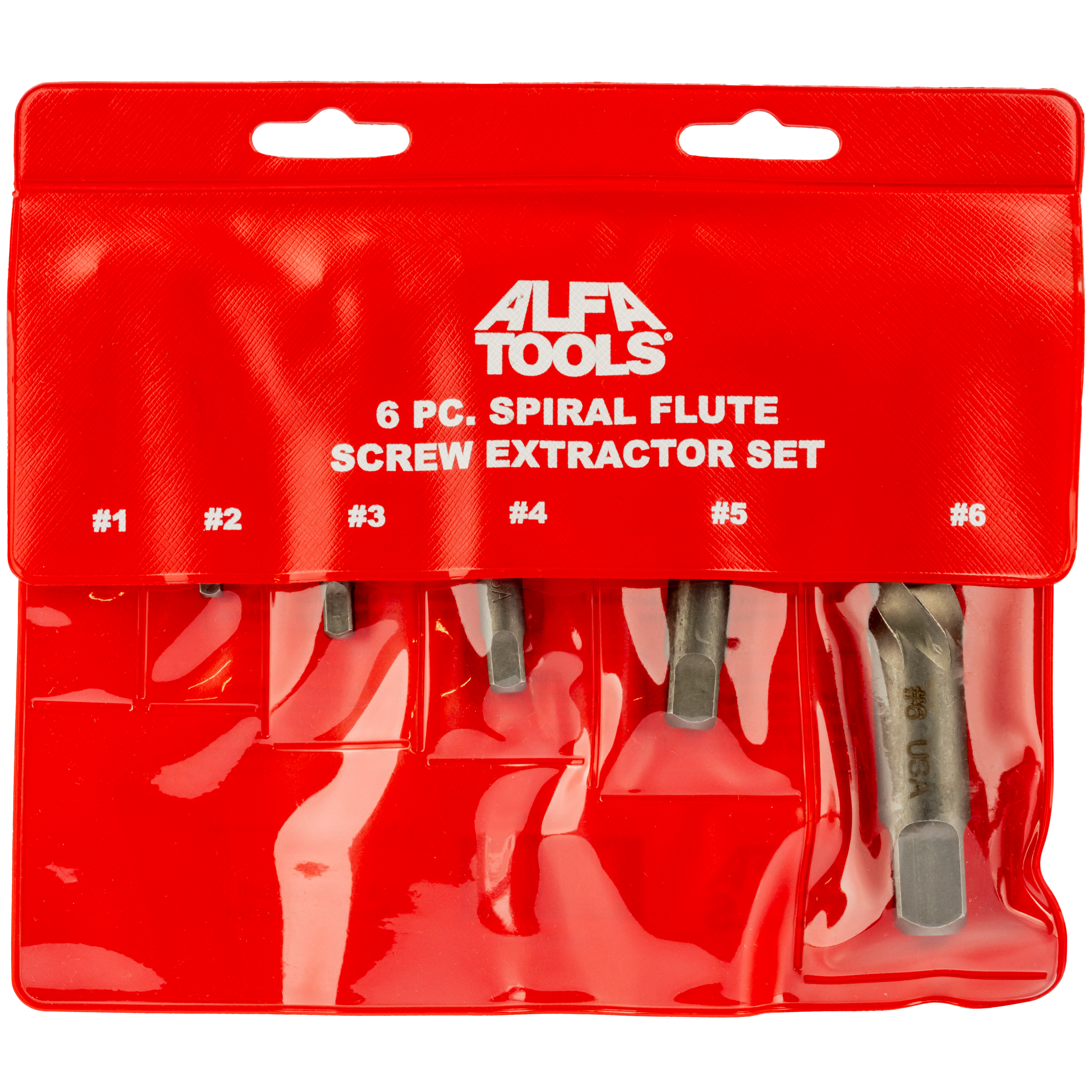Screw Extractor Set - 6 Piece Spiral Flute - #1-6